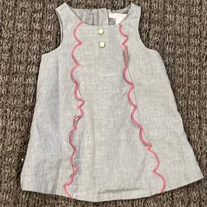 Janie and Jack infant girl gray and pink ruffles casual Jumper Dress 6-1…